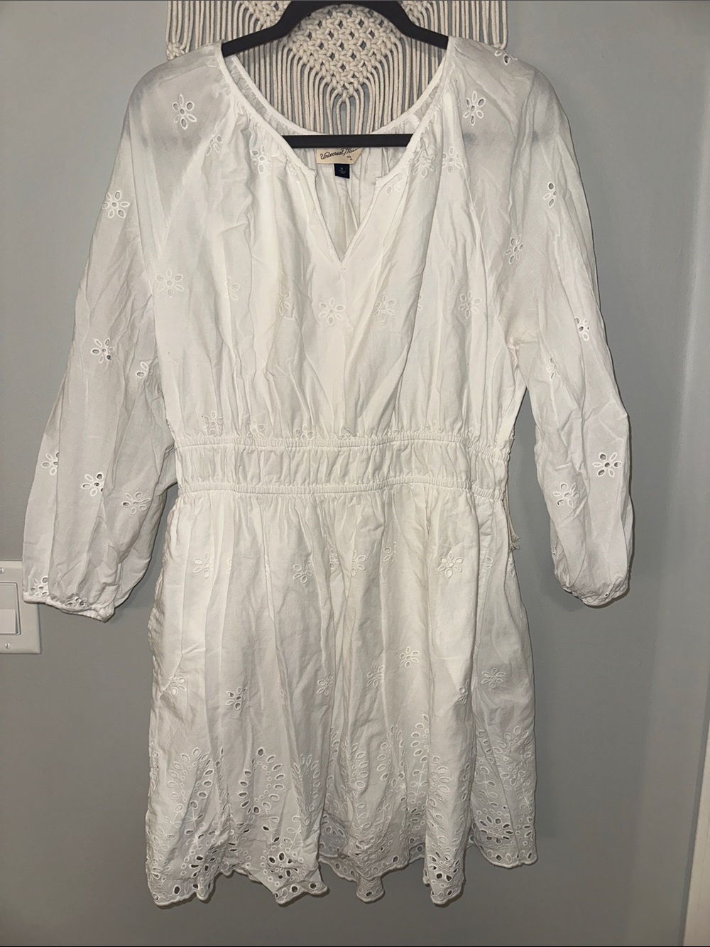 Universal Thread Eyelet Mini Dress with Smocked Waist - Worn Once for Bridal!
